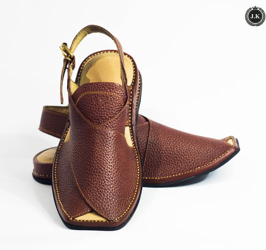 Leather-Textured Brown Peshawari sandal