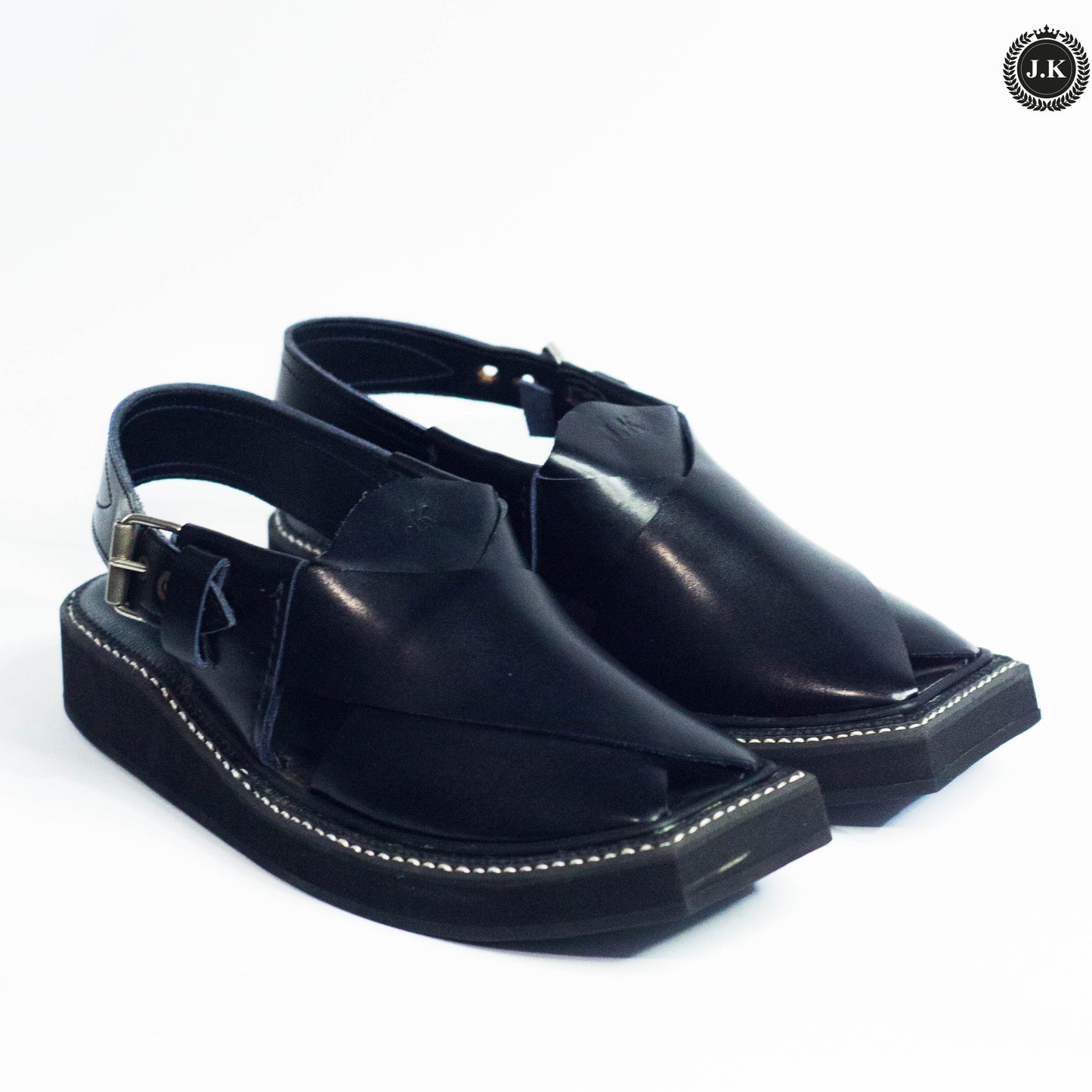 Black Shiny Peshawari Sandals